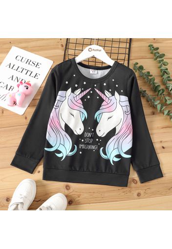 Kid Girl Letter Unicorn Print Pullover Sweatshirt