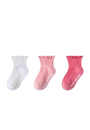 3-pack Baby / Toddler / Kid Letter Graphic Detail Lettuce Trim Socks