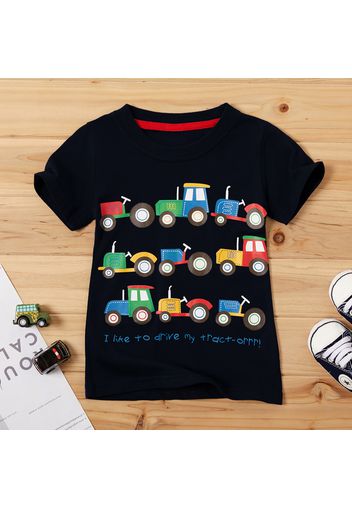 Lovely Tractors Print Short-sleeve Tee for Baby and Toddler Boys