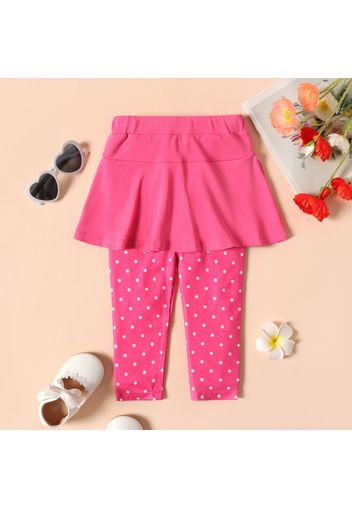 Toddler Girl Polka dots Solid Color Skirt Leggings