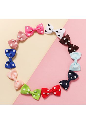 10-pack Ribbed Polka Dots Bow Hair Clips Hair Accessories for Girls