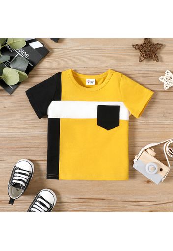 Baby Boy Colorblock Short-sleeve T-shirt with Pocket