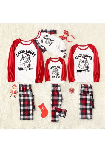 Christmas Santa and Letter Print Family Matching Long-sleeve Pajamas Sets (Flame Resistant)