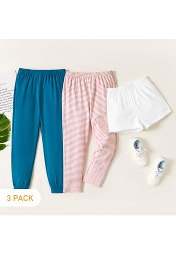 3-Pack Kids Casual Solid & Striped Pants Shorts Set