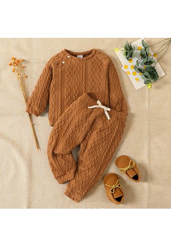 Baby Boy/Girl Solid Long-sleeve Top and Trousers Set