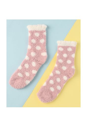 Women Allover Dots Pattern Autumn Winter Warm Fluffy Socks