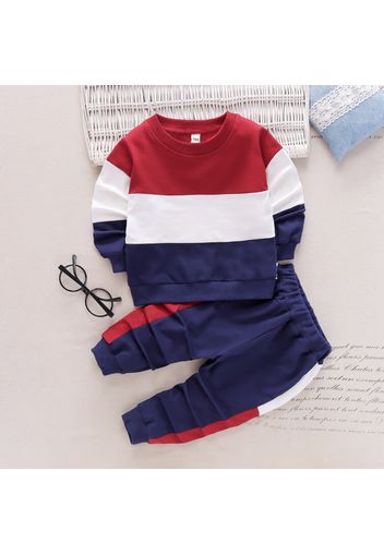 2-piece Toddler Boy/Girl Colorblock Pullover and Pants Casual Set