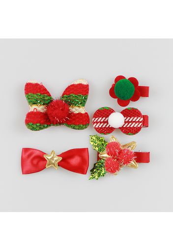 5-pack Women Christmas Hair Clip Christmas Snowman Decor Hair Clip Hair Accessories for Christmas Party Supplies