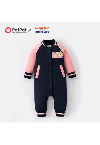 Baby Shark Cotton Front Buttons Long-sleeve Jumpsuit for Baby Boy/Girl