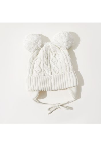 Baby Solid Fleece Pompon Knitted Hat