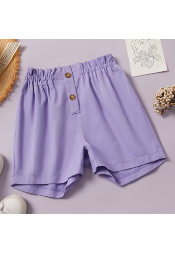 Kid Girl Elasticized Solid Casual Shorts