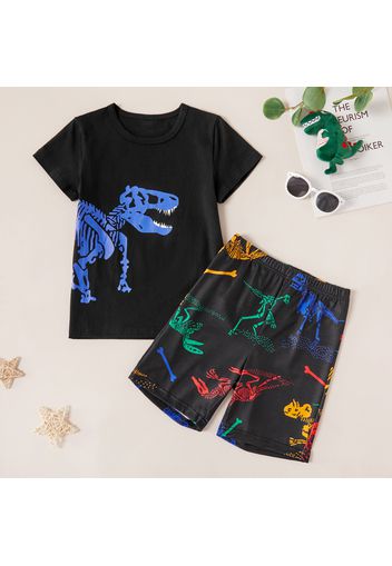 2pcs Kid Boy Short-sleeve Dinosaur Shorts Suit casual Suits