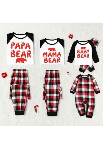 Christmas Letters and Polar Bear Print Family Matching Long-sleeve Pajamas Sets (Flame Resistant)