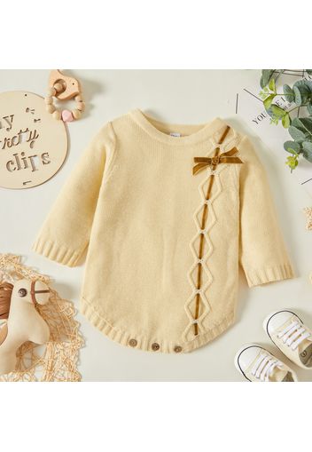 Baby Girl Bowknot Long-sleeve Knitting Sweater Romper