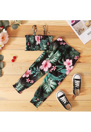 Toddler Girl Flower Print Tight Tank And Pants