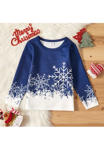 Kid Boy/Kid Girl Christmas Snowflake Print Gradient Color Pullover Sweatshirt