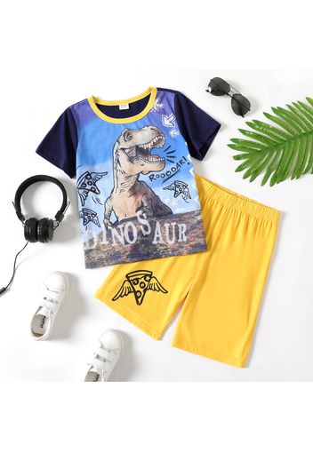 Kid Boy Animal Short-sleeve Tee andElasticized Shorts Casual Set