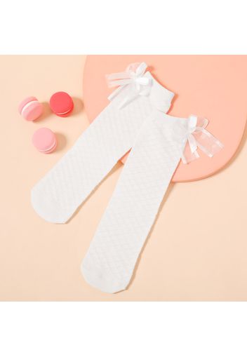 Baby / Toddler / Kid Bow Decor Solid Lingge Over Knee Socks