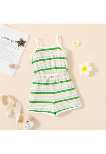 Toddler Girl Bowknot Design Stripe Cami Romper Jumpsuit Shorts