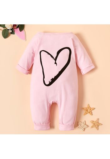 Heart Print Long-sleeve Baby Jumpsuit