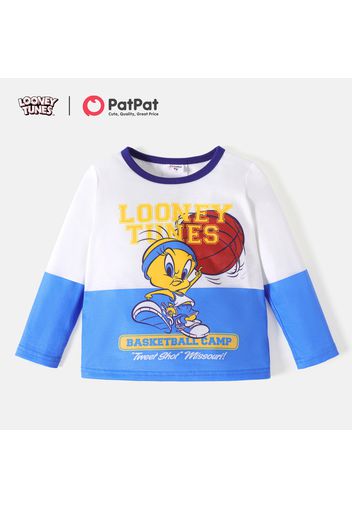 Looney Tunes Toddler Girl/Boy Letter Balls Print Colorblock Long-sleeve Tee