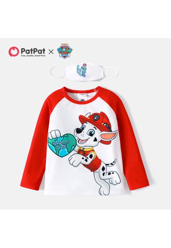 PAW Patrol Toddler Boy/Girl Colorblock Long Raglan Sleeve Tee with Face Mask