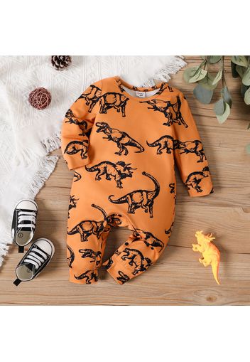 Baby Boy Allover Dinosaur Print Long-sleeve Jumpsuit