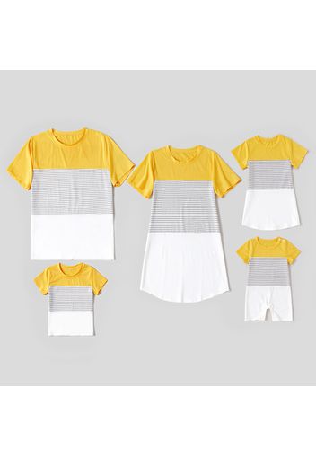 Stripe Series Family Matching Sets(Short Sleeve T-shirt Dresses for Mommy and Girl）