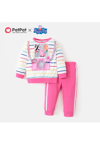 Peppa Pig 2-piece Baby Girl Stripe Sweatshirt and Solid Pants Set