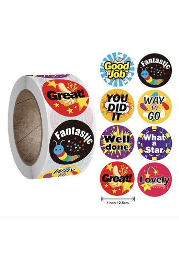 500-pack Reward Stickers Motivational Stickers for Kids Self-Adhesive Labels Motivational Stickers for Teacher Parents Students Classroom School