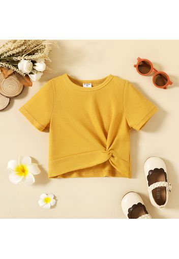 Toddler Girl Solid Color Twist Knot Short-sleeve Tee