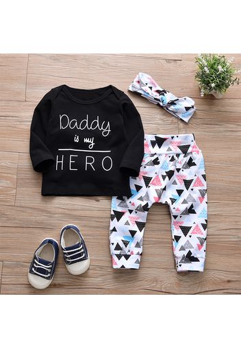 3pcs Letter and Geometric Print Baby Set