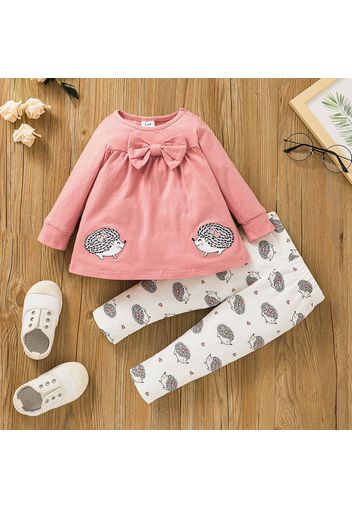 2pcs Ladybug Pattern Bowknot Decor Long-sleeve Baby Set