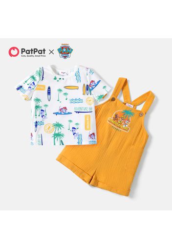 PAW Patrol 2pcs Toddler Boy Palm Tree Print Short-sleeve Tee and Crepe Cotton Overalls Set