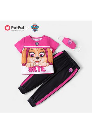 PAW Patrol 3-piece Toddler Boy/Girl Colorblock Tee and Sweatshirt Pants Set with Face Mask