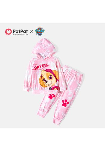 PAW Patrol 2pcs Toddler Girl Tie Dyed Letter Print Pink Hoodie and Pants Set