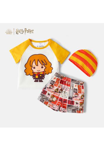 Harry Potter 3pcs Toddler Girl/Boy Figure Print Short Raglan Sleeve Tee, Elasticized Shorts and Stripe Cap Set