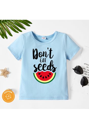 Toddler Girl Letter Watermelon Print Light blue Short-sleeve Tee