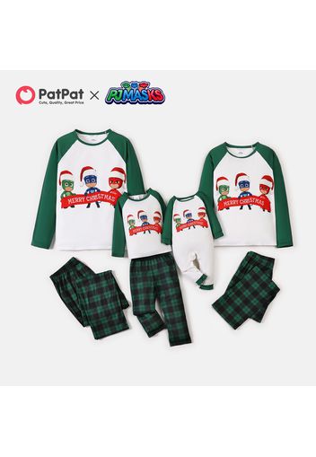 PJ Masks Family Matching Christmas Team Top and Plaid Pants Pajamas Sets