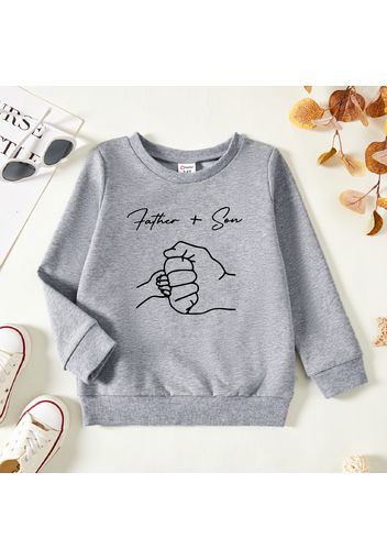 Toddler Boy/Girl Basic Letter Fist Print Light Grey Sweatshirt