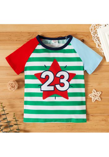 Toddler Boy Striped Color block Number Print Short-sleeve Tee