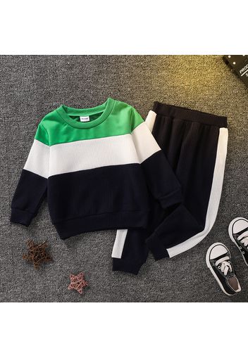 2-piece Toddler Boy Colorblock Pullover Sweatshirt and Pants Casual Set