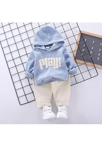 2-piece Toddler Boy Letter Print Hoodie Sweatshirt and Solid Pants Set