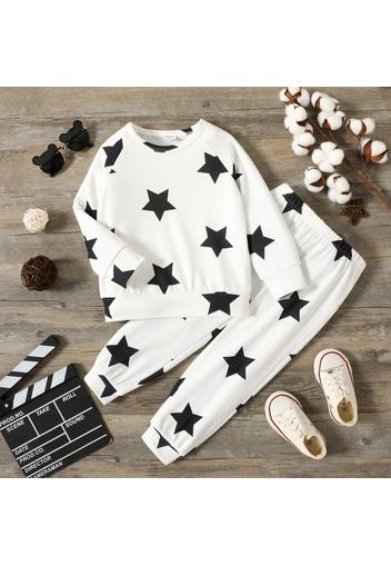 2-piece Toddler Boy Stars Print Long Raglan Sleeve Top and Elasticized Pants Set