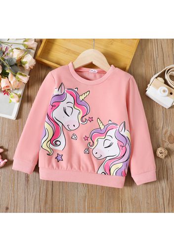 Toddler Girl Unicorn Print Pink Pullover Sweatshirt