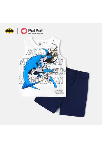 Batman 2pcs Kid Boy Letter Print Tank Top and Elasticized Gray Shorts Set