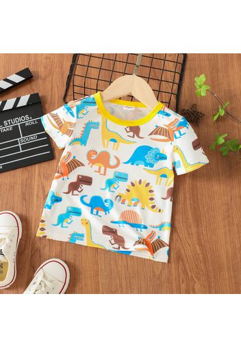 Toddler Boy Colorful Animal Dinosaur Print Short-sleeve Tee