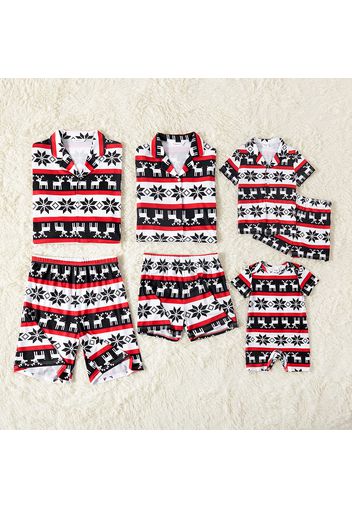 Christmas All Over Print Family Matching Short-sleeve Button Down Pajamas Sets (Flame Resistant)