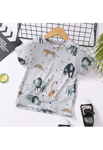 Toddler Boy Playful Animal Print Short-sleeve Tee