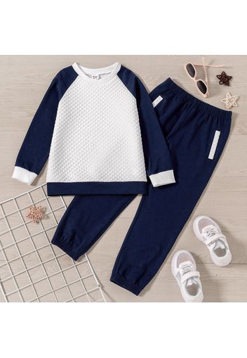 2-piece Kid Boy Colorblock Textured Sweatshirt and Pants Set